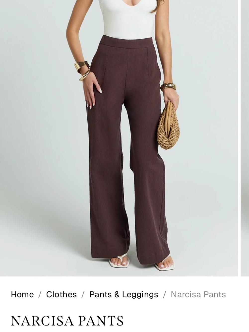 Narcisa High-Rise Wide-Leg Linen Pants in Deep Brown